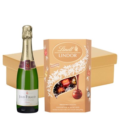 Half Bottle of Jules Feraud Champagne 37.5cl And Chocolates In Gift Hamper